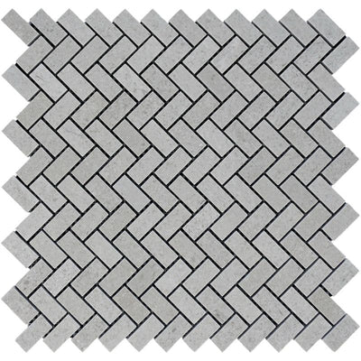 Spanish Grey Marble 1x2 Herringbone Polished Mosaic Tile.