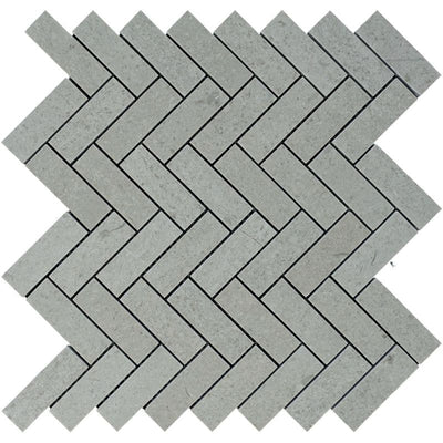 Spanish Grey Marble 1x3 Herringbone Polished Mosaic Tile.