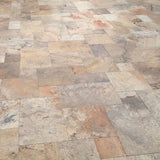 Scabos Travertine Tumbled 3cm Paver Versailles Pattern - TILE AND MOSAIC DEPOT