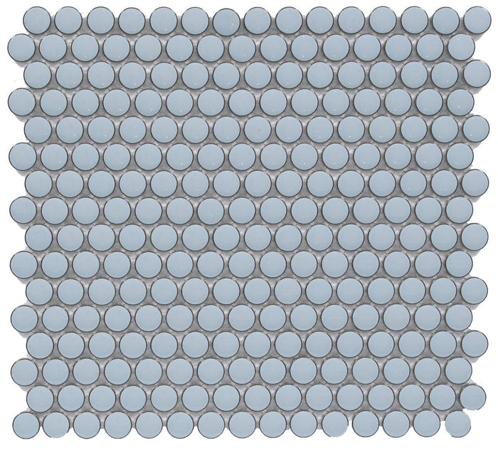 CC Mosaics +SKY BLUE PENNY ROUND 12X12 MOSAIC.