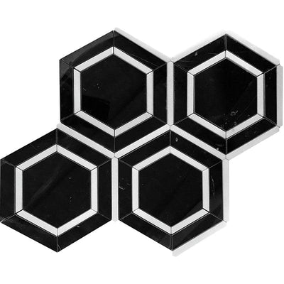 TUXEDO PARK 6" NERO BIANCO HEX POLISHED