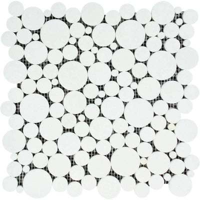 Thassos White Marble Bubble Design Polished Mosaic Tile - TILE & MOSAIC DEPOT