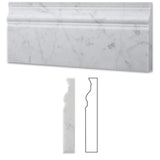 White Carrara Marble 4 3/4x12 Polished Baseboard Molding - TILE & MOSAIC DEPOT