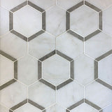 Asian Statuary Talia Gray Hexagon Marble Polished Mosaic Tile - TILE AND MOSAIC DEPOT