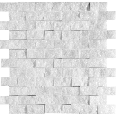 Bianco Caldo Marble 1x2 Split Face Mosaic Tile - TILE & MOSAIC DEPOT