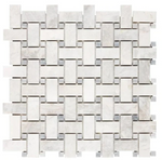 Bianco Congelato Dolomite Basketweave w/ Blue-Gray Mosaic - tilestate