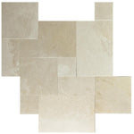 Botticino Beige Marble Brushed and Chiseled Versailles Pattern Tile - TILE & MOSAIC DEPOT