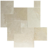 Botticino Beige Marble Brushed and Chiseled Versailles Pattern Tile - TILE & MOSAIC DEPOT