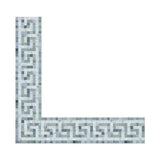 Bianco Carrara Honed Marble Greek Key Border (Carrara w/ Blue-Gray).