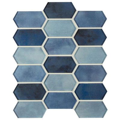 Boathouse Blue Picket Glass Mosaic Tile - TILE AND MOSAIC DEPOT