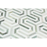 Thassos White and Green Marble Berlinetta Polished Mosaic Tile - TILE AND MOSAIC DEPOT