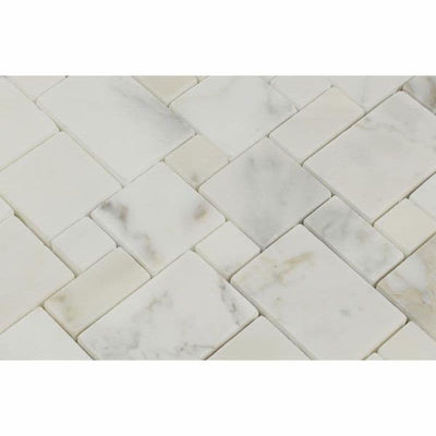 Calacatta Gold Marble Mini Versailles Pattern Polished Mosaic Tile - TILE AND MOSAIC DEPOT