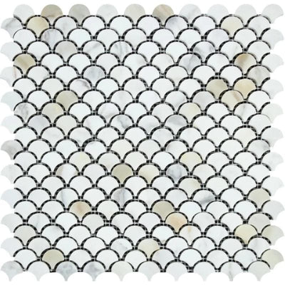 Calacatta Gold Marble Fan Shape (Raindrop) Polished Mosaic Tile - TILE AND MOSAIC DEPOT