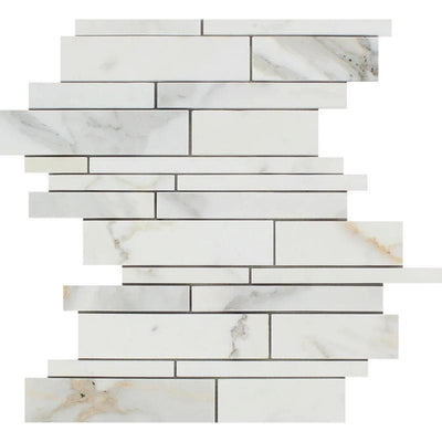 Calacatta Gold Marble Random Insert Strip Honed Mosaic Tile - TILE & MOSAIC DEPOT