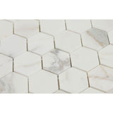 Calacatta Gold Marble 2x2 Hexagon Honed Mosaic Tile - TILE AND MOSAIC DEPOT