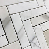 Calacatta Gold Marble 1x4 Herringbone Honed Mosaic Tile - TILE & MOSAIC DEPOT