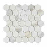 Calacatta Gold Marble 2x2 Hexagon Honed Mosaic Tile - TILE AND MOSAIC DEPOT