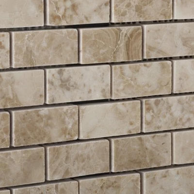 Cappuccino Marble 1X2 Polished Mosaic Tile - TILE AND MOSAIC DEPOT