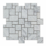 White Carrara Marble Micro Mini Pattern Polished Mosaic Tile - TILE AND MOSAIC DEPOT