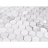 White Carrara Marble 2x2 Hexagon Polished Mosaic Tile - TILE AND MOSAIC DEPOT