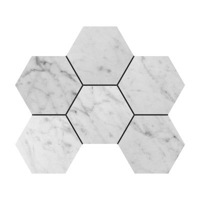 4x4 Bianco Carrara Hexagon Polished.