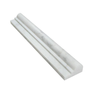 White Carrara Marble 2x12 Honed 1 Step Chairrail - TILE AND MOSAIC DEPOT