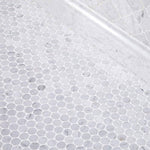 White Carrara Marble Penny Round Polished Mosaic Tile - TILE AND MOSAIC DEPOT