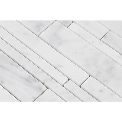 White Carrara Marble Random Insert  Polished Mosaic Tile - TILE AND MOSAIC DEPOT