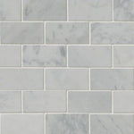 White Carrara Marble 2x4 Polished Mosaic Tile - TILE AND MOSAIC DEPOT