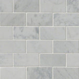 White Carrara Marble 2x4 Honed Mosaic Tile - TILE AND MOSAIC DEPOT