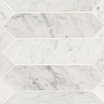 White Carrara Marble 3x12 Picket Honed Mosaic Tile - TILE AND MOSAIC DEPOT