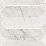 White Carrara Marble 3x12 Picket Honed Mosaic Tile - TILE AND MOSAIC DEPOT