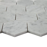 White Carrara Marble 3x3 Hexagon Polished Mosaic Tile - TILE AND MOSAIC DEPOT