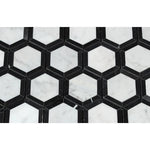 White Carrara Marble 2x2 Hexagon with Black Polished Mosaic Tile - TILE AND MOSAIC DEPOT