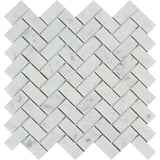 White Carrara Marble 1x2 Herringbone Honed Mosaic Tile - TILE AND MOSAIC DEPOT