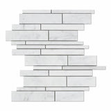 White Carrara Marble Random Insert Honed Mosaic Tile - TILE AND MOSAIC DEPOT