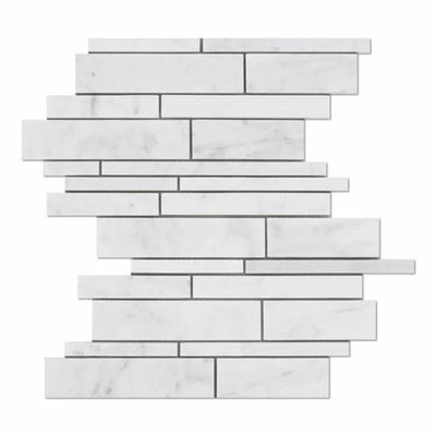 White Carrara Marble Random Insert  Polished Mosaic Tile - TILE AND MOSAIC DEPOT