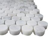 White Carrara Marble Penny Round Honed Mosaic Tile - TILE AND MOSAIC DEPOT