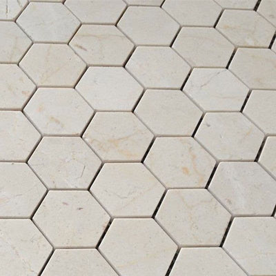 Crema Marfil Marble 2x2 Hexagon Polished Mosaic Mosaic Tile - TILE AND MOSAIC DEPOT