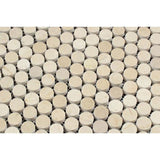 Crema Marfil Marble Penny Round Polished Mosaic Tile - TILE AND MOSAIC DEPOT