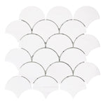 3" Bianco Dolomite Marble Large Fan Shape ( Rain Drop ) Mosaic Tile.