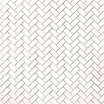 Bianco Dolomite Marble 1x2 Herringbone Honed Mosaic Tile - TILE & MOSAIC DEPOT