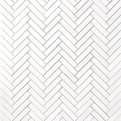 Bianco Dolomite Marble 1x4 Herringbone Polished Mosaic Tile - TILE & MOSAIC DEPOT