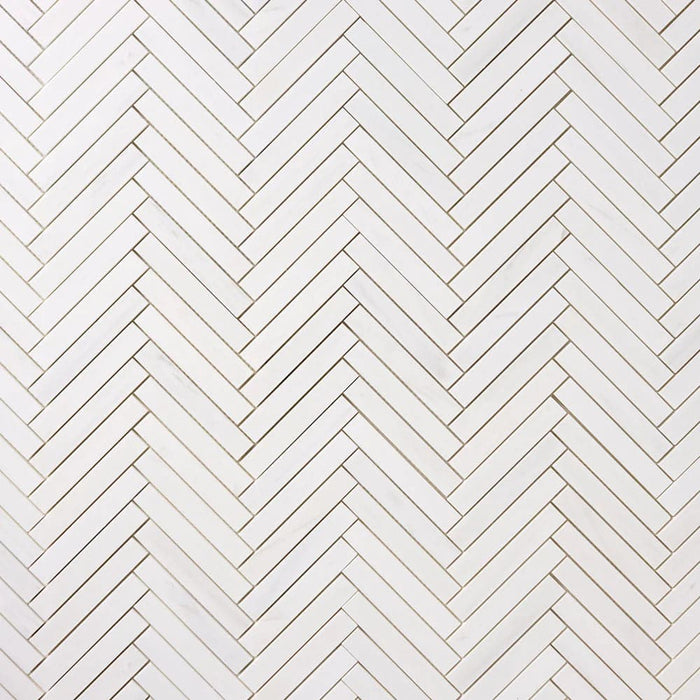 Bianco Dolomite Marble 1x6 Herringbone Honed Mosaic Tile - TILE & MOSAIC DEPOT