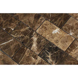 Emperador Dark Spanish Marble 1x2 Polished Mosaic Tile - TILE AND MOSAIC DEPOT