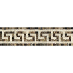 Emperador Dark Polished Marble Greek Key Border (Emp. Dark + Crema Marfil).