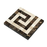 Emperador Dark Polished Marble Greek Key Corner (Emp. Dark + Crema Marfil).