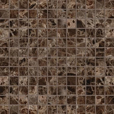 Emperador Dark Spanish Marble 1x1 Polished Mosaic Tile - TILE AND MOSAIC DEPOT