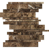 Emperador Dark Spanish Marble Random Insert Polished Mosaic Tile - TILE AND MOSAIC DEPOT