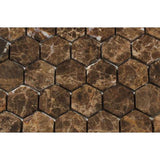 Emperador Dark Spanish Marble 2x2 Hexagon Polished Mosaic Tile - TILE AND MOSAIC DEPOT